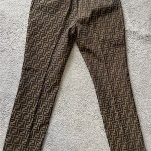 Fendi Brown FF Logo Trousers